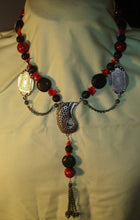 Load image into Gallery viewer, Coral and Lava stone bead necklace
